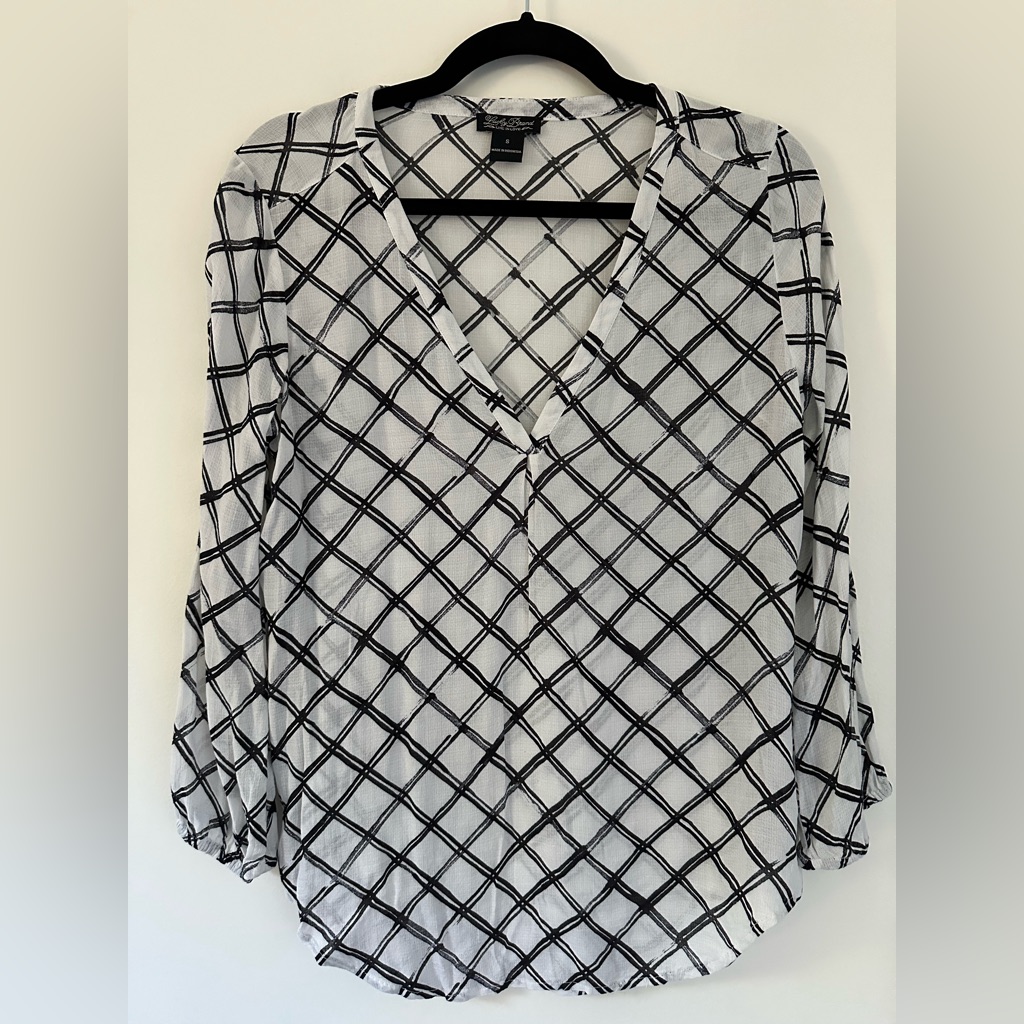 Lucky Brand Grid Design Blouse Size S